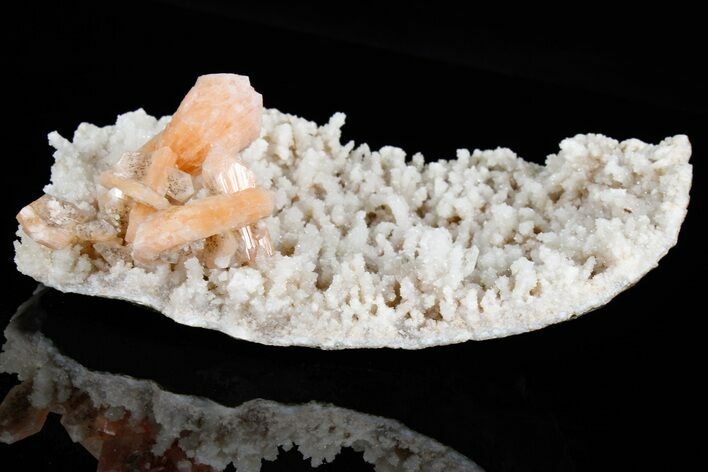 Peach Stilbite Crystals on Sparkling Quartz Chalcedony - India #176834